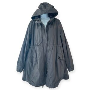 Garnet Hill Sherpa Fleece Lined Hooded Cinch Waist Parka Coat Womens Sz 14 Gray